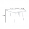 mallisto neliskulmainen pöytä ja tuolit metallista puusta tyyli Lix teollinen midtown 
