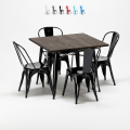 mallisto pöytä neliskulmainen puusta ja tuolit metallista tyyli Lix teollinen west village Tarjous