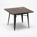 mallisto pöytä neliskulmainen puusta ja tuolit metallista tyyli Lix teollinen west village 