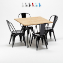 pöytä neliskulmainen ja tuolit metallista ja puusta tyyli Lix teollinen mallisto tribeca 