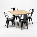pöytä neliskulmainen ja tuolit metallista ja puusta tyyli teollinen mallisto tribeca 