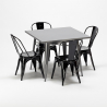 neliskulmainen pöytä ja tuolit metallista tyyli Lix teollinen mallisto flushing 