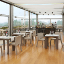 Neliskulmainen pöytä 75x75  lasitasolla baareihin, ravintoloihin ja puutarhaan Slide Gino 
