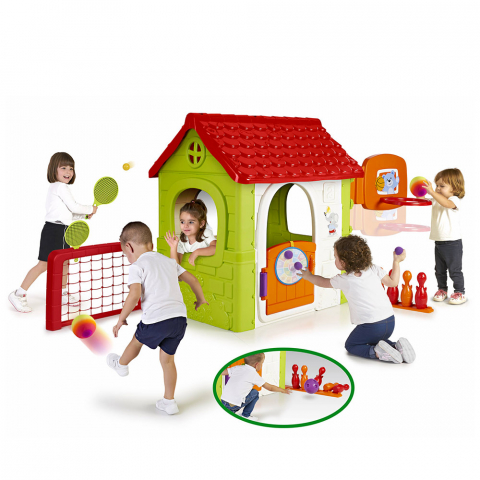 Muovinen leikkimökki lapsille puutarhaan Multi Activity House Feber