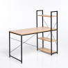 Teollinen työpöytä 120x60 puusta ja teräksestä, jossa on kirjahylly ja hyllyt, minimalistinen muotoilu Empire Myynti