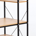 Teollinen työpöytä 120x60 puusta ja teräksestä, jossa on kirjahylly ja hyllyt, minimalistinen muotoilu Empire Alennusmyynnit