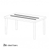 Beigen värinen suorakulmainen pöytä 150x90 cm ja kuusi värikästä tuolia Marion 