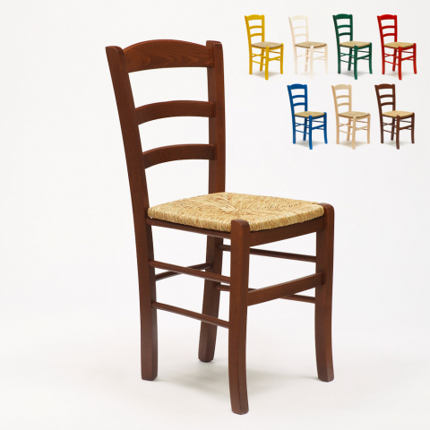 Puinen tuoli, istuin paperinarua, keittiöön, kahvilaan ja ravintolaan, rustiikki tyyli Paesana Tarjous