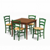 Pöytäryhmä neljällä tuolilla keittiöön, kahvilaan ja baariin, neliön mallinen 80x80 puinen Rusty Malli