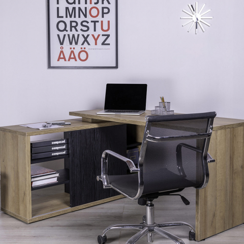 Kulmikas työpöytä 150x120cm modern puinen opintotoimisto Alameda