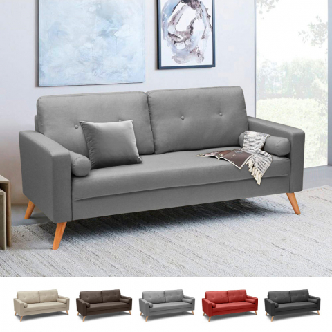 Moderni kankainen sohva skandinaavisella muotoilulla, kolmipaikkainen Acquamarina