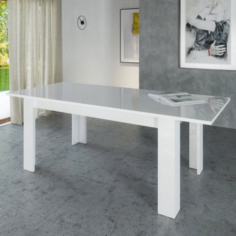 Sivupöytä pidennettävä 160-210x90cm ruokailuun moderni design valkoinen Jesi Long