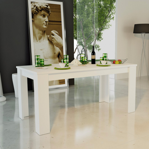 Sivupöytä ruokailuun pidennettävä 160-210x90cm moderni valkoinen puu Jesi Larch