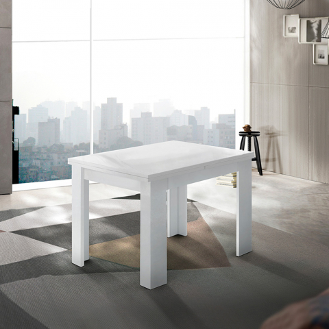 Sivupöytä ruokailuun pidennettävä 90-180x90cm moderni design valkoinen Jesi Liber