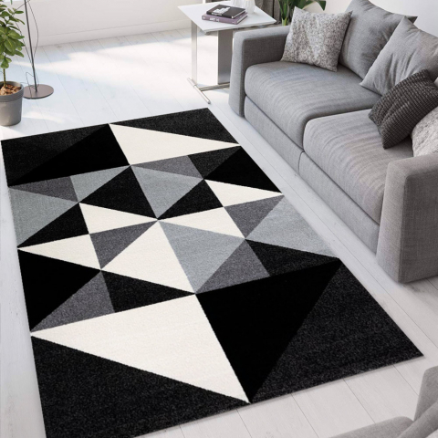 Matto moderni design geometrinen suorakulmainen harmaa musta Milano GRI013