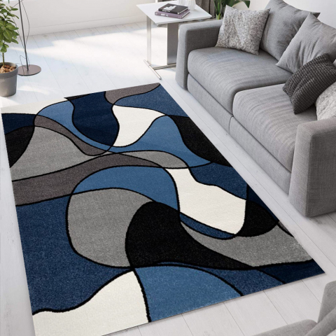 Matto design moderni Milano geometrinen kuvio pop art sininen valkoinen BLU015 Tarjous