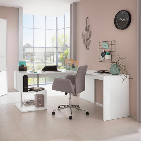 Corner desk office studio moderni muotoilu 180x160 cm valkoinen Vilnis