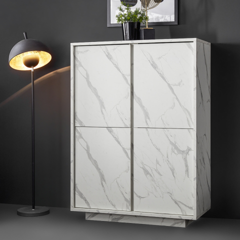 Senkki huonekalu säilytyslaatikko olohuone 4 ovea valkoista Carraran marmoria