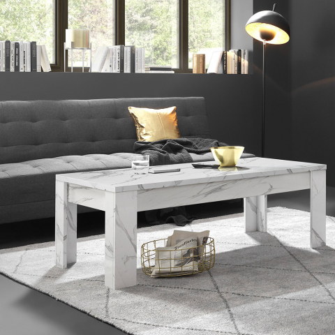 Sohvapöytä olohuone suorakulmainen 122x65 cm valkoista Carraran marmoria