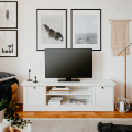 Huonekalu TV-taso matala design maalaismainen valkoinen 160cm Spinle Tarjous