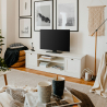 Huonekalu TV-taso matala design maalaismainen valkoinen 160cm Spinle Alennukset