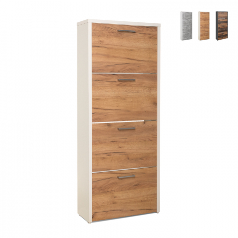 Kenkäteline moderni muotoilu 4 ovea 24 paria kenkiä 61x25x152cm Ketur