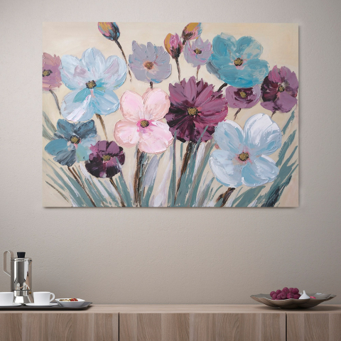 Käsinmaalattu kukkamaalaus kankaalle 120x90cm Flowery