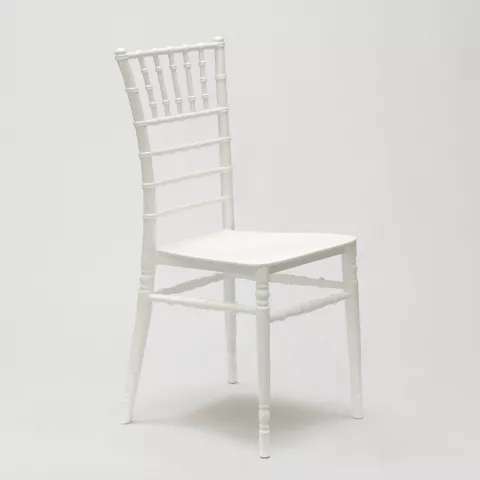 Valkoinen tuoli vintage design, ravintolaan, kahvilaan, catering ja keittiö Chiavarina