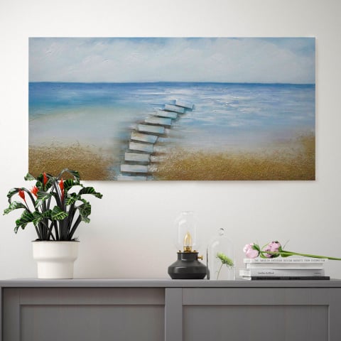 Käsinmaalattu luonnonmaiseman kuva kankaalle 110x50cm Spiaggia