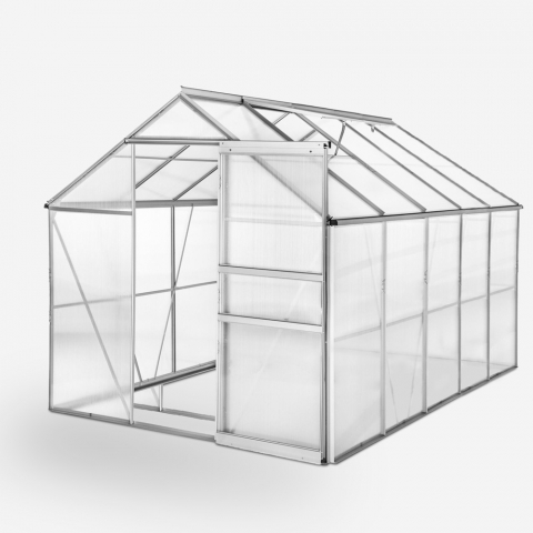 Kasvihuone puutarhanhoitoon alumiini polykarbonaatti ikkunaovi 183x305x205cm 
 Pavonia Tarjous