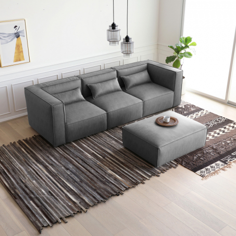 Moderni modulaarinen 3-istuttava sohva jossa on puffia Solv