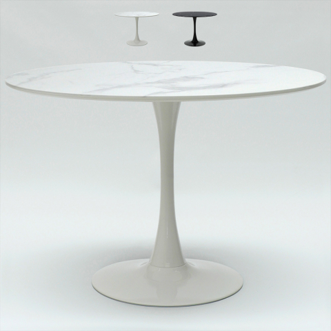 Pyöreä pöytä 120cm marmorivaikutteinen ravintola-ruokasali Tulip Murmar 120