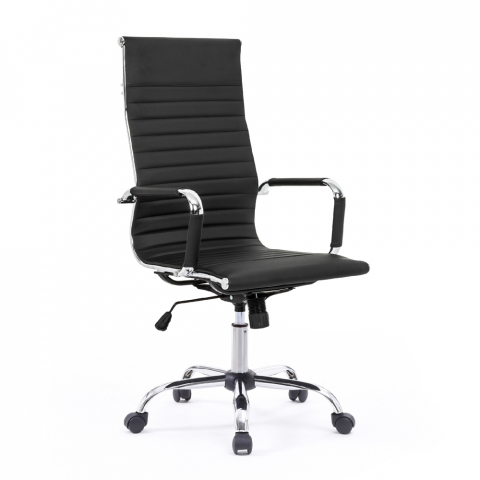 Toimistotuoli tyylikäs nojatuoli ergonominen metalli keinonahka Linea Tarjous