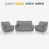 Olohuonesetti 2 nojatuolia design skandinaavinen ja sohva 2 paikkaa puu kangas Cleis Varasto
