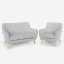 Olohuonesetti nojatuoli ja sohva 2 paikkaa design skandinaavinen puu kangas Algot Mitat