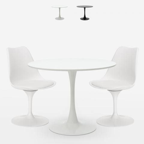 Pyöreän pöydän sarja 70cm 2 modernia skandinaavista tyyliä tulppaanilla Iris