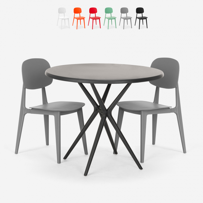 Pöytäsetti pyöreä 80cm musta 2 tuolia design Berel Black Tarjous