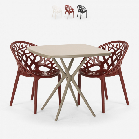 Pöytäsetti neliö beige 70x70cm 2 tuolia design Moai Tarjous