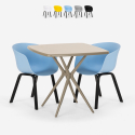 Tuolisetti 2 tuolia design pöytä beige neliö 70x70cm moderni Navan Tarjous
