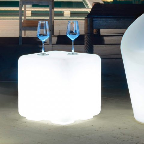 Kuutiopöytä LED -valolla ulkokäyttöön 43x43cm ravintolabaariin Cubo Bò