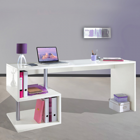 Työpöytä 180x60cm toimistostudioon design kiiltävä valkoinen Esse 2