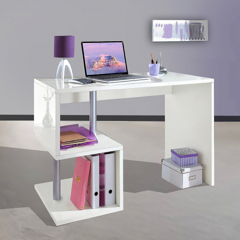 Toimistopöytä studio design kiiltävä valkoinen 100x50cm Esse 2