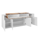Valkea puinen design-senkki Corona Side, 200 cm, 4 ovella ja lokeroilla Alennusmyynnit