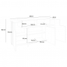 Valkea puinen design-senkki Corona Side, 200 cm, 4 ovella ja lokeroilla Luettelo