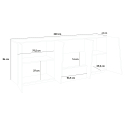 Design olohuoneen lipasto 4 ovea 3 laatikkoa 220cm valkoinen kiiltävä Ping Wide Alennukset