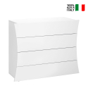 Makuuhuoneen design lipasto 4 laatikkoa kiiltävä valkoinen Arco Draw Myynti