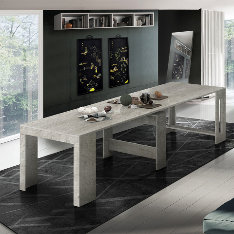 Moderni jatkopöytä 90x51-300cm sisääntulokonsoli Pratika Pilka Tarjous