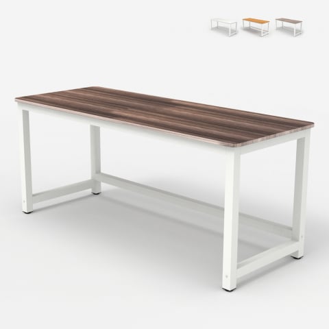 Kirjoituspöytä toimisto puu metalli valkoinen suorakulmainen 160x70cm Bridgewhite 160
