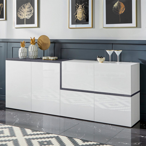 Sideboard Zet Fabrik Ardesia L, 210 cm, 6 ovea, eteinen/ruokasali Tarjous