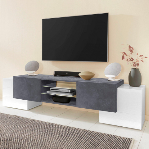 TV-taso 190 cm, 4 ovea, 2 hyllyä, moderni muotoilu, Pillon Ardesia XL Tarjous